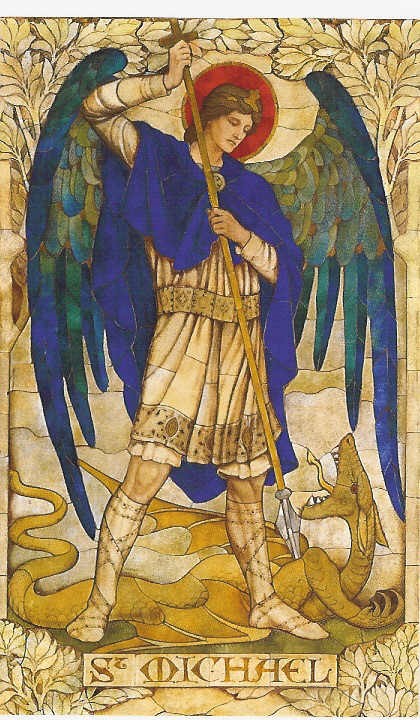 Archangel Michael. Mosaico de James Powell. St Johns Church, Wiltshirearound 1888-1915